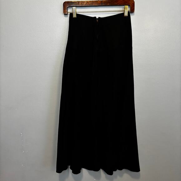 Alicia Herrera Saks Fifth Avenue Suede Leather Black Skirt ALine 4 Dark Academia - Picture 2 of 9